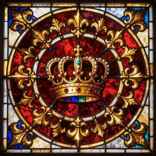 Ornate Baroque Imperial Crown Stained Glass