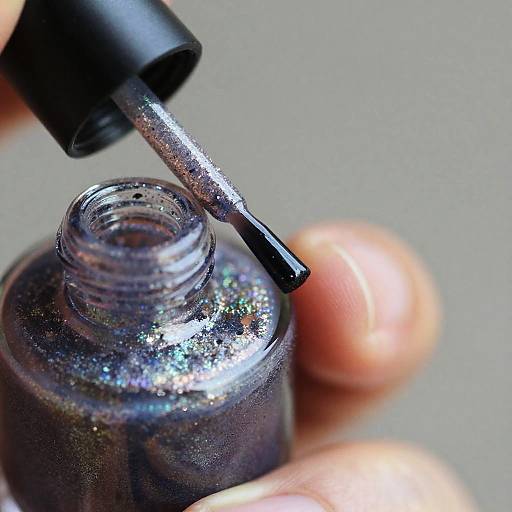 Macro Shot of Glittery Nail Polish