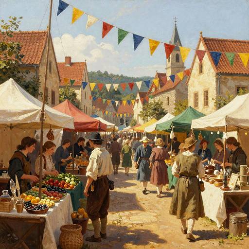 Vibrant Medieval Festival Marketplace Scene