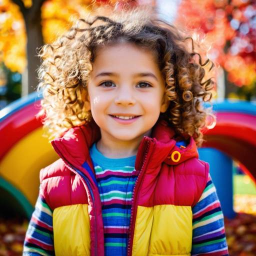 Child in Colorful Playground with Leaves