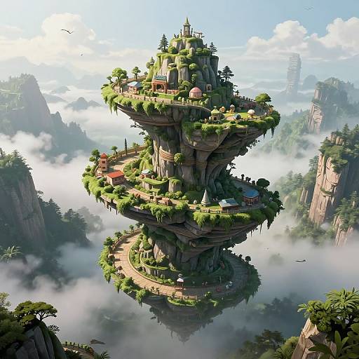 Surreal Spiral Mountain Civilization
