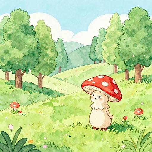 Watercolor Fairy in Spring Valley