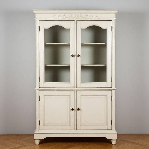 Antique Hungarian White China Cabinet