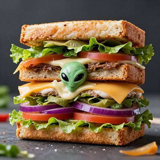 High-Stacked Alien Sandwich Creation