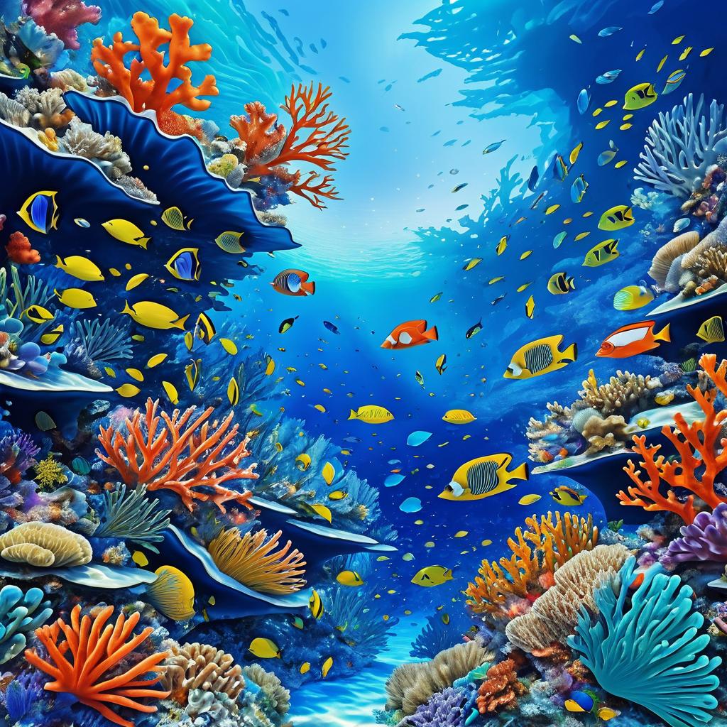 Surreal Vibrant Coral Reef Exploration