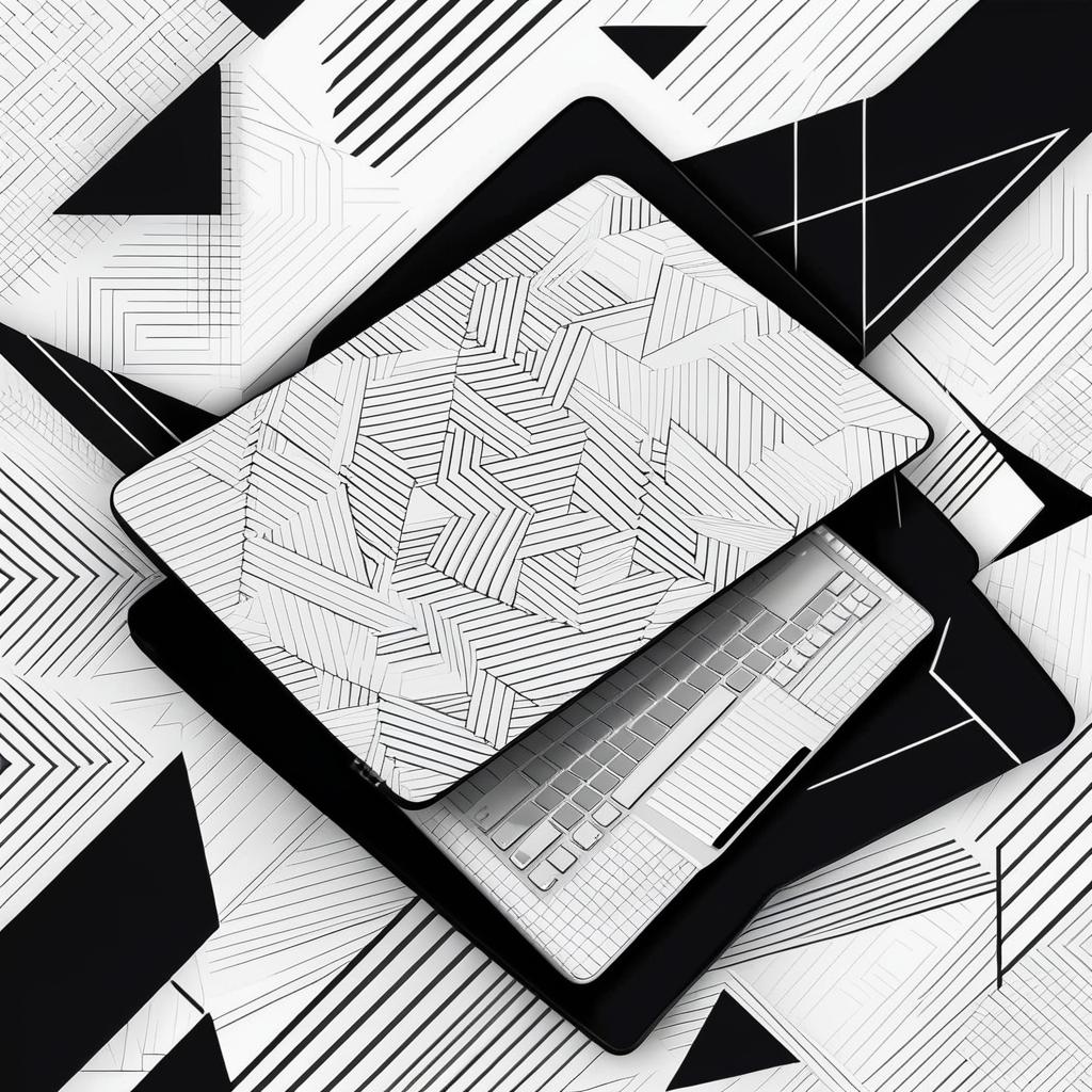 Dramatic Black and White Geometric Laptop Case