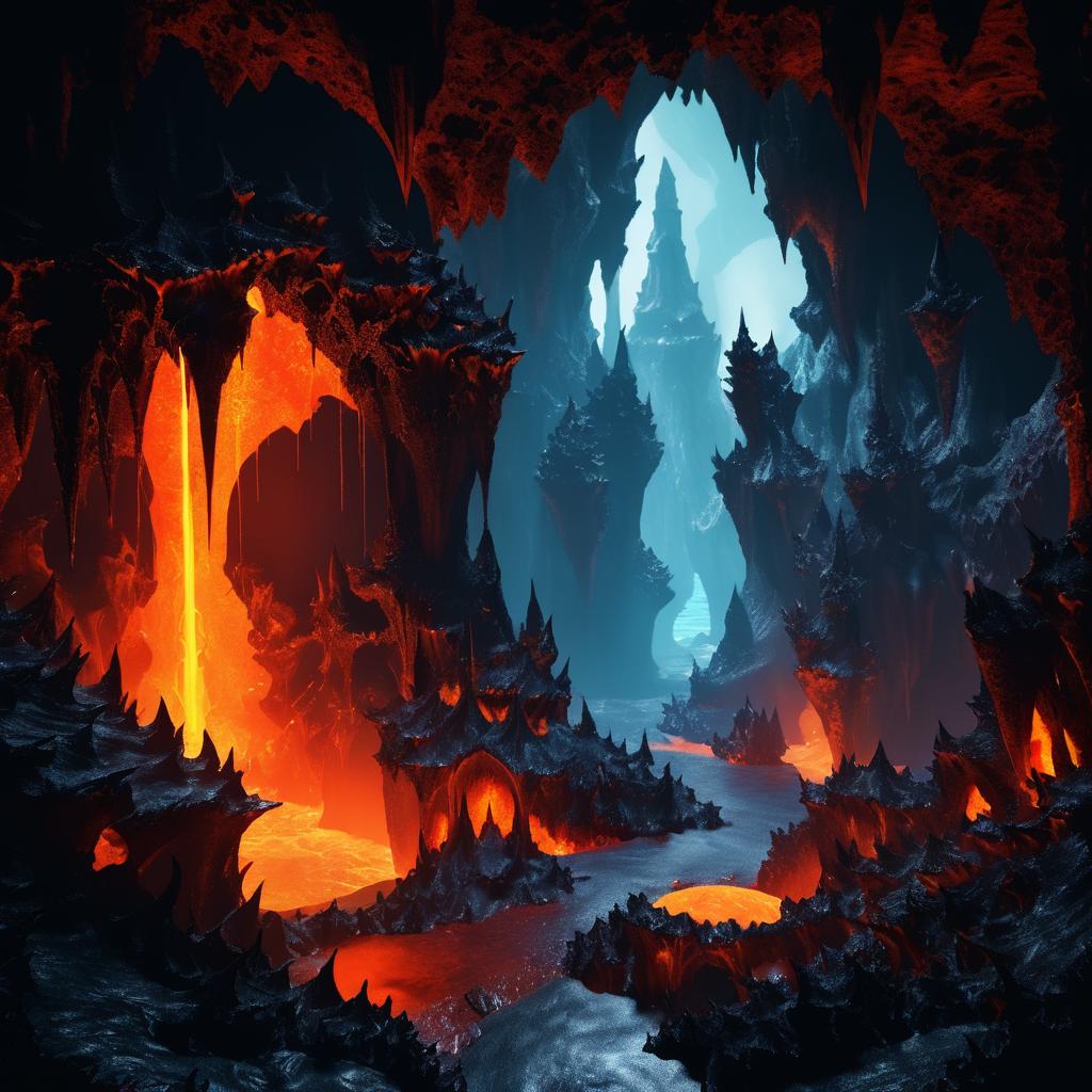 Surreal Dragon's Lair with Molten Lava