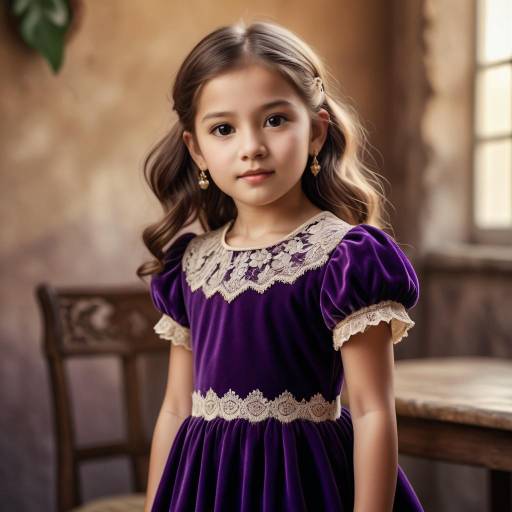 Young Girl in Purple Velvet Dress
