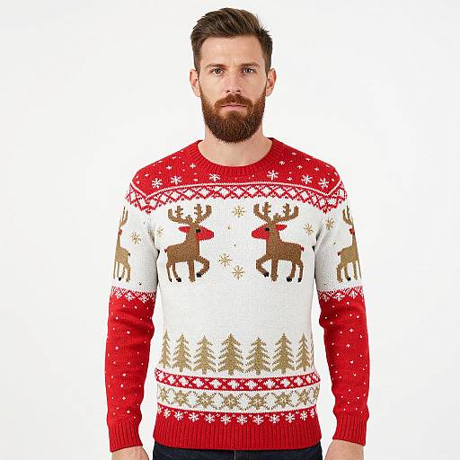 Bearded Man in Festive Christmas Sweater