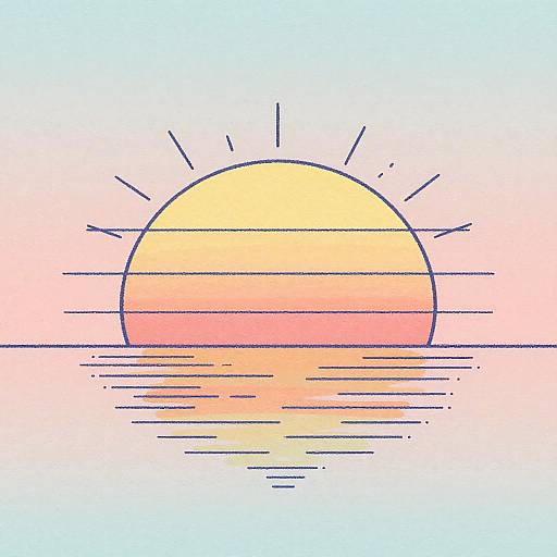 Retro Sunset Art with Pastel Tones