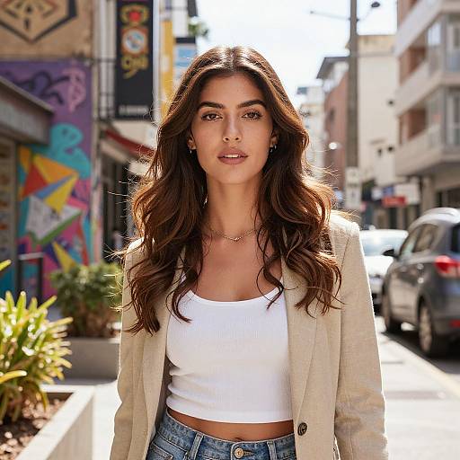 Confident Latina Woman in Urban Street