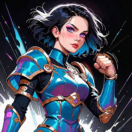 Armored Girl Dynamic Side Fist Pose