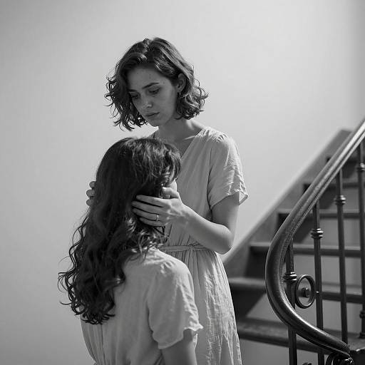 Intimate Black and White Portrait of Two Women