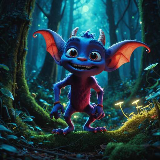 Mischievous Pixar-Style Imp in Enchanted Forest