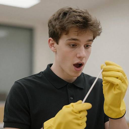 Surprised Young Man in Black Polo