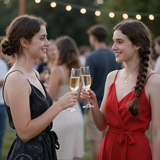 Celebration of Friendship Under String Lights