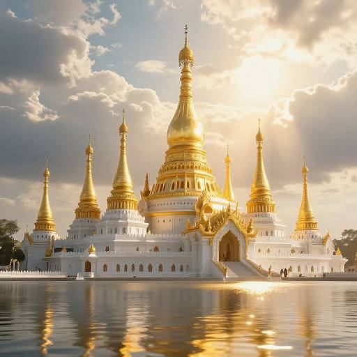 Golden Spires and White Marble Heavenly Cityscape