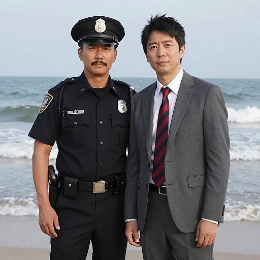 Two Men by the Ocean Scene