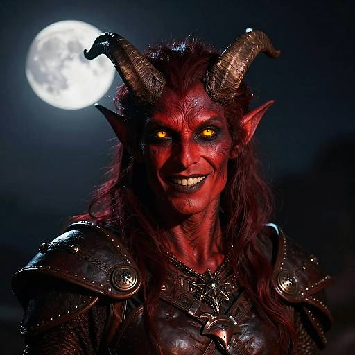 Charismatic Tiefling Under Moonlight