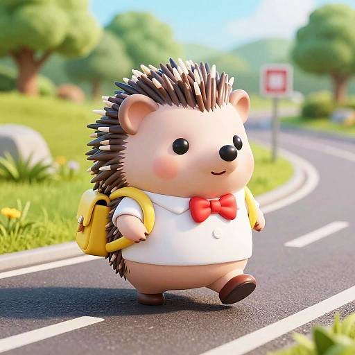 Cute Cartoon Hedgehog Figurine Walking