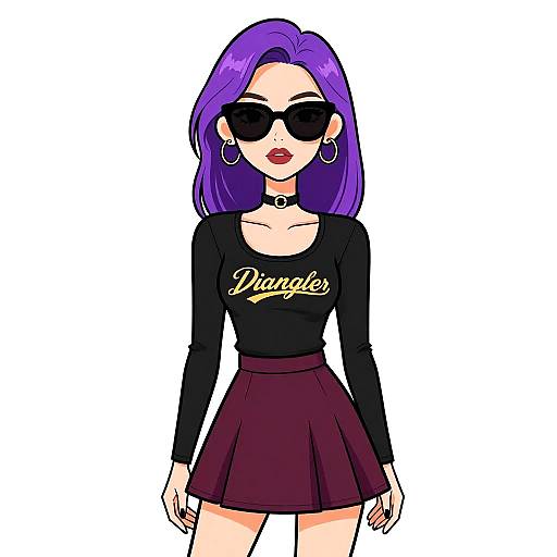 Chic Woman in Burgundy Skater Skirt