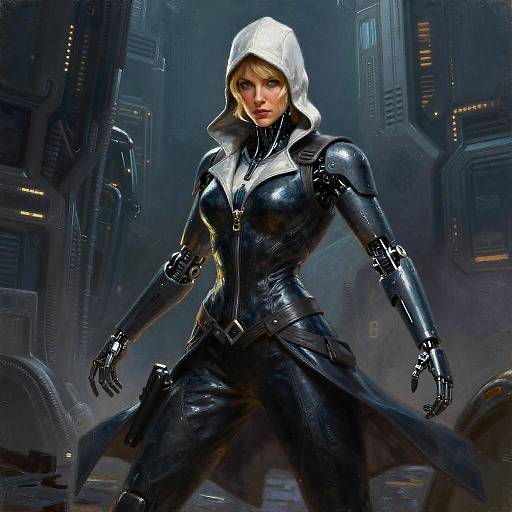 Cybernetic Ice Blonde Assassin Portrait