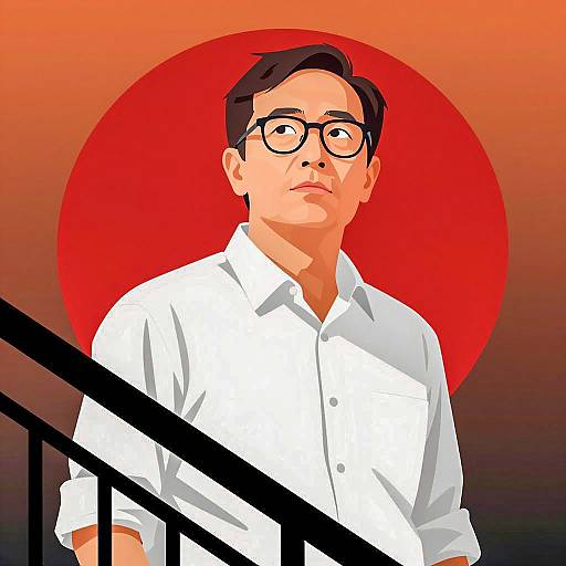 Focused Man in Bold Color Illustration