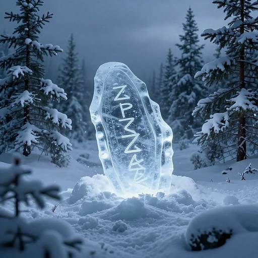 Glowing Ancient Artifact in Frozen Tundra