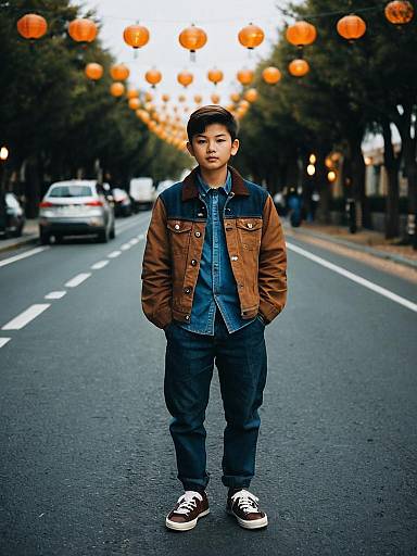 Boy Standing Outdoors in Costume