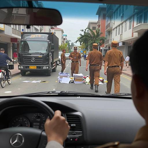 City Street View from Car Interior
