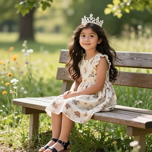 Young Girl with Silver Crown in Meadow