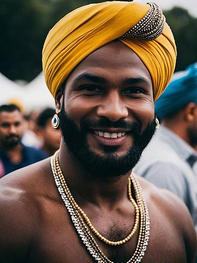 Smiling Man in Festival Turban