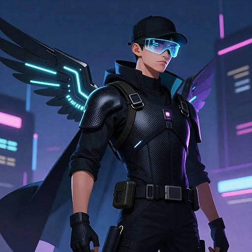 Cyberpunk Avian Courier Illustration