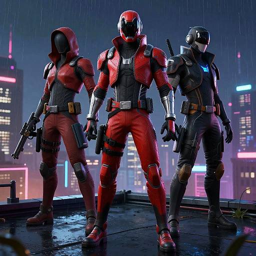 Cyberpunk Fortnite Skins on Neon Rooftop