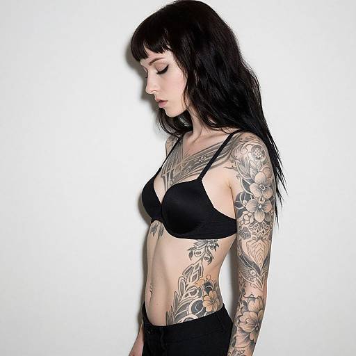Tattooed Woman in High Contrast Photo