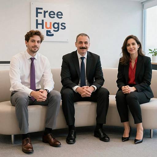 Three Professionals in a Bright Conference Room