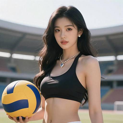 Cinematic Volleyball Athlete in Stadium Portrait