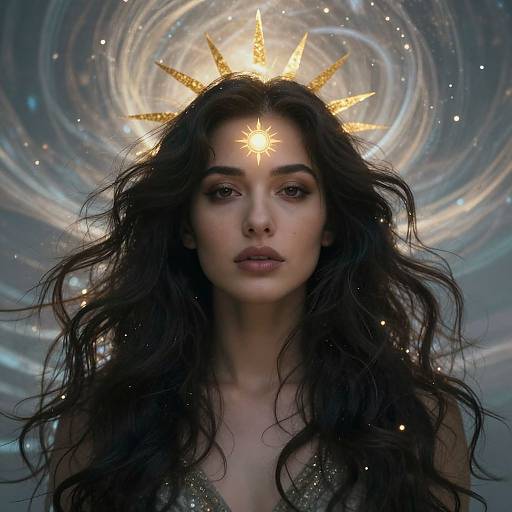 Woman with Glowing Sunburst Forehead