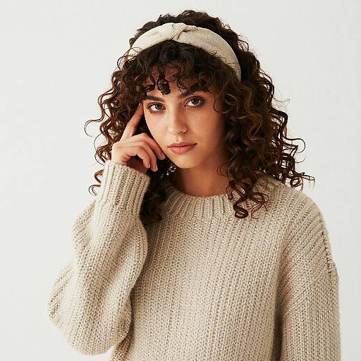 Woman in Chunky Knit Sweater