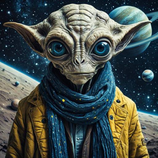 Alien Creature Portrait in Cosmic Setting
