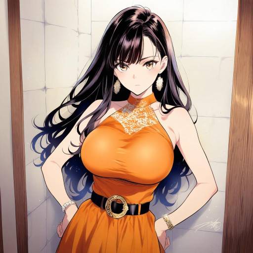 Elegant Tohka Yatogami in Orange Dress