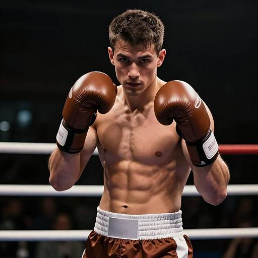 Intense Male Boxer in Ring