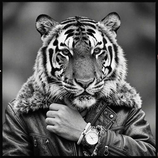 Siberian Tiger Portrait in Vintage Style
