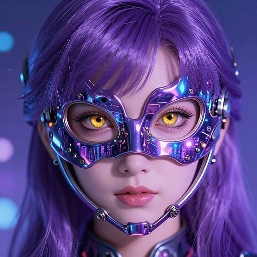 Cyberpunk Woman with Purple Hair