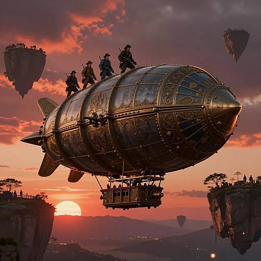 Steampunk Adventurers in a Crimson Sky