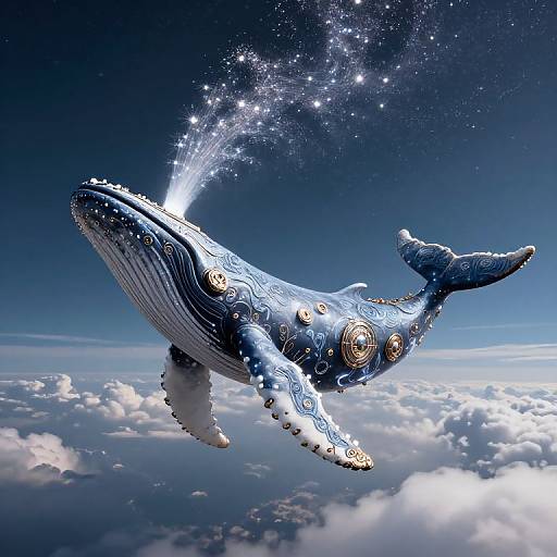 Ornate Mechanical Whale in Cosmos
