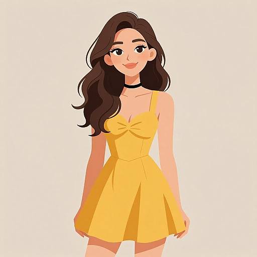 Flirtatious Woman in Yellow Mini Dress