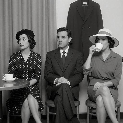 Vintage Black-and-White Trio Portrait