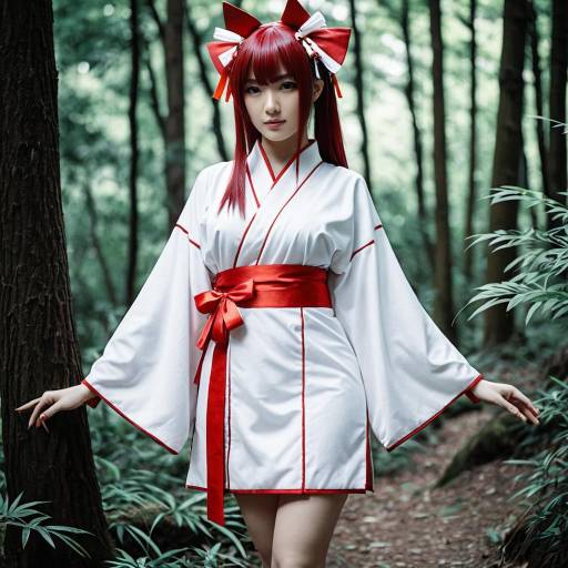 Confident Cosplayer in Nakoruru Kimono Dress