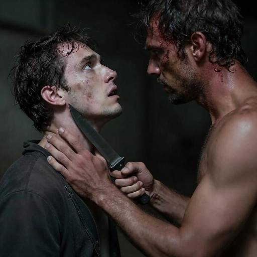 Tense Knife Standoff in Dark